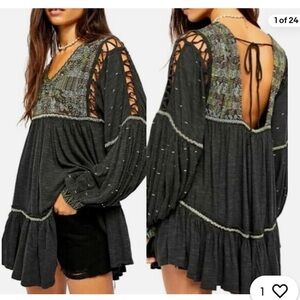⭐️NWT Free People Much Love Embroidered Tunic Top⭐️
